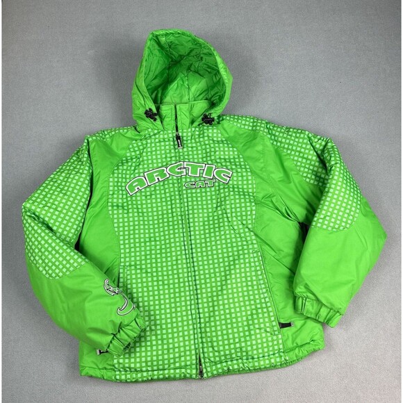 Arctic Cat Snowmobile Jacket Girls Youth 14 Green Arcticwear Winter Catgirl Glam